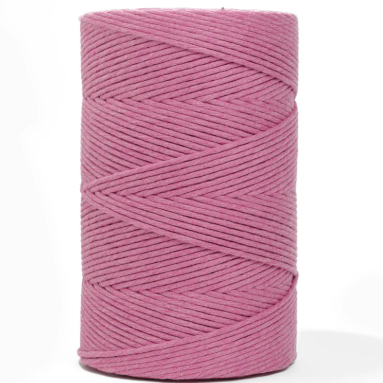 Hilo de macramé Ganxxet, urdimbre o single strand, Rosa Chicle, Bubblegum, 4mm, 1640ft, 546 yardas