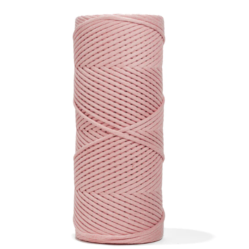 Hilo de macramé Ganxxet, urdimbre o single strand, 4mm, Rosa Pálido, Pale Pink, 220m, 720ft