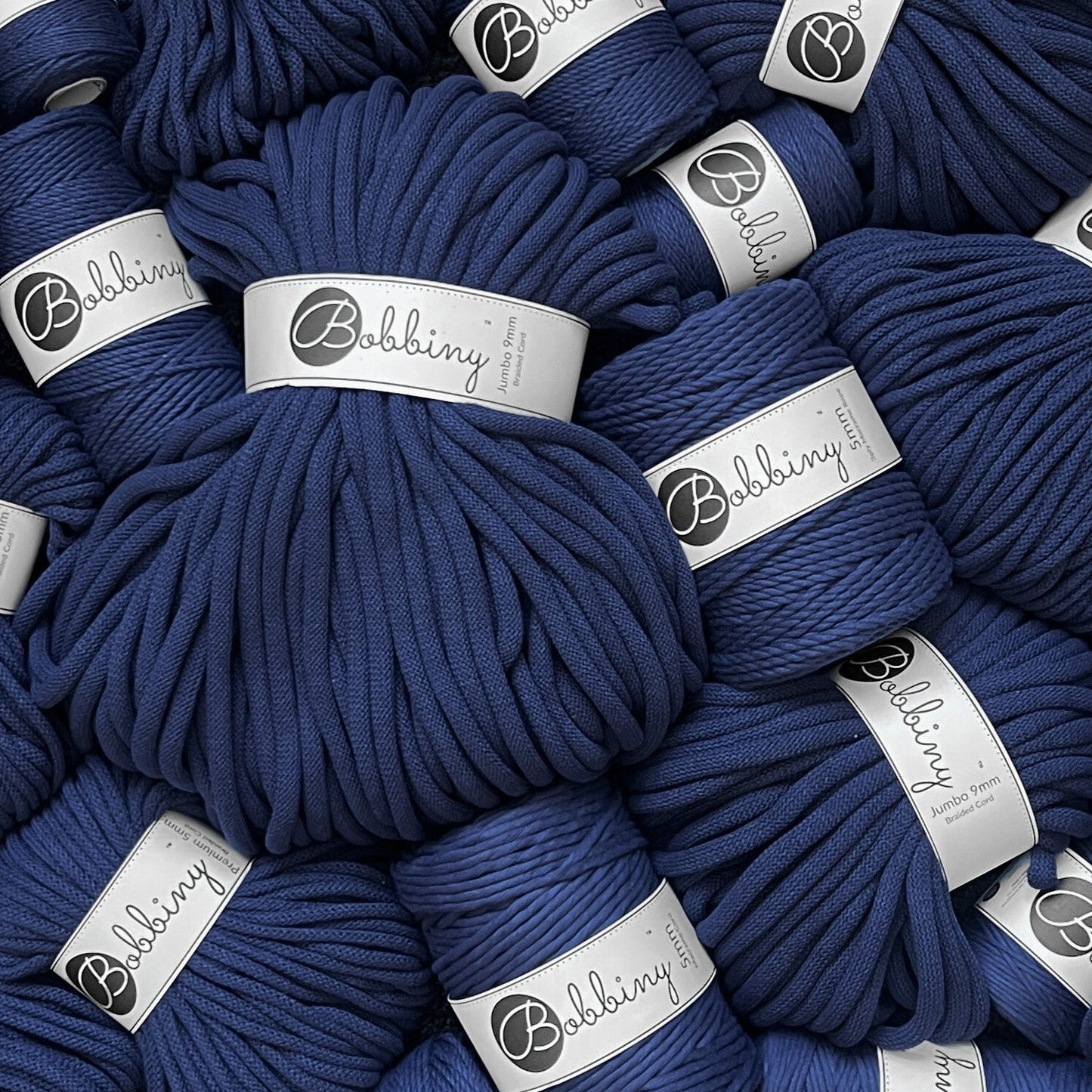 Hilo de macramé o crochet trenzado 5mm, Azul Tinta, Ink Blue, 108 yardas