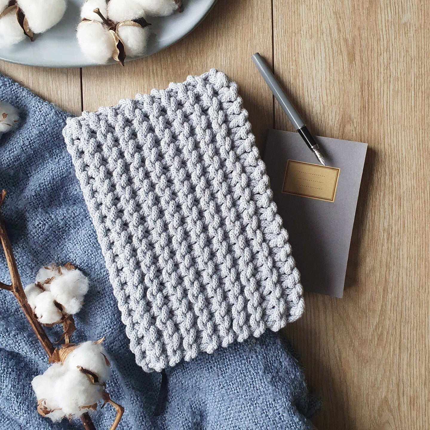 Hilo de macramé o crochet trenzado 5mm, Gris Claro, Light Grey 108 yardas