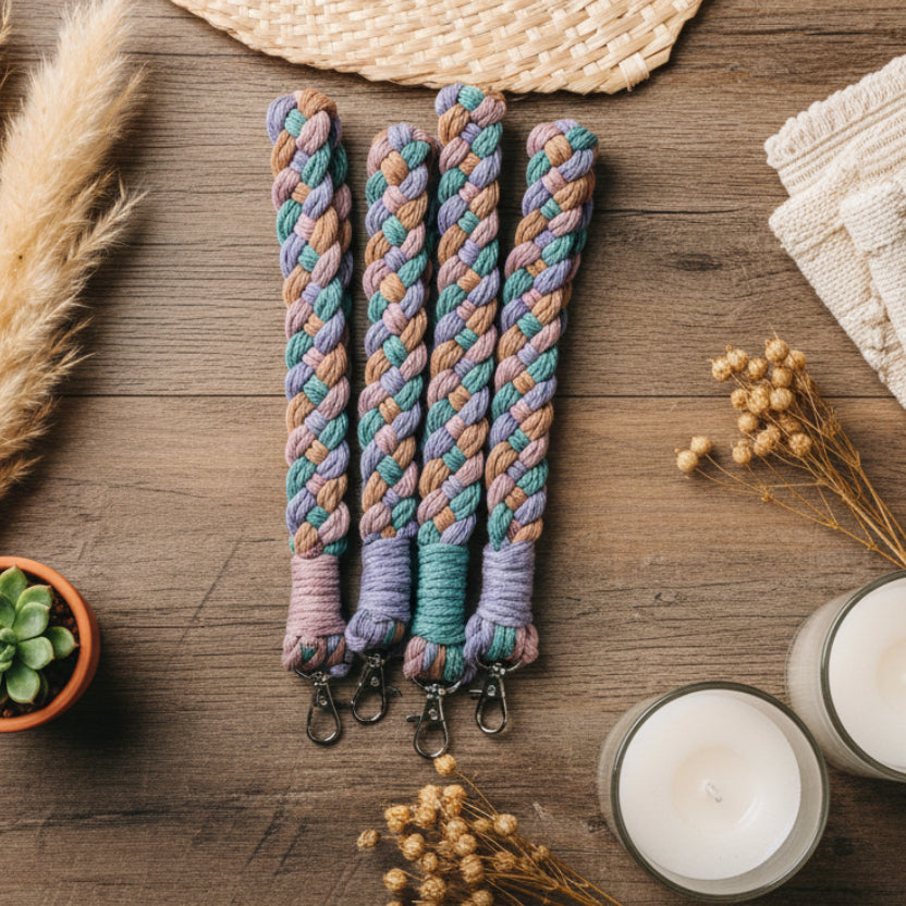 Llaveros de muñeca, trenza