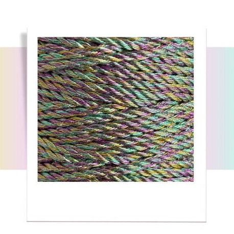 Cordón torcido de macramé, 3mm, Multicolor Metálico, Aurora, 164 pies