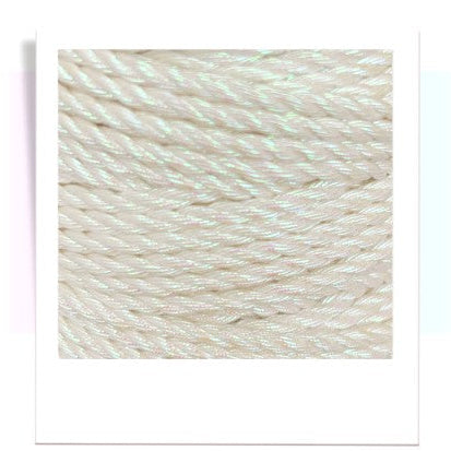 Cordón torcido de macramé, 3mm, Blanco Tornasol, Moonstone, 164 pies