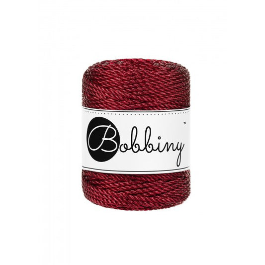3-Ply Metallic Macrame Rope 3mm Red