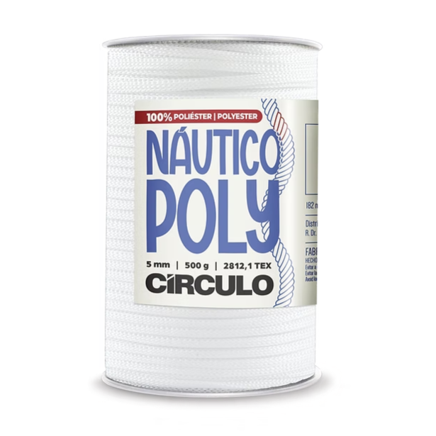 Hilo Circulo Nautical Poly, 5mm, macrame, crochet, knitting, White, 200 yards, 8001