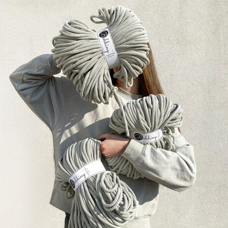 Hilo de macramé o crochet trenzado 5mm, Verde Oliva Pálido, Pale Olive, 108 yardas