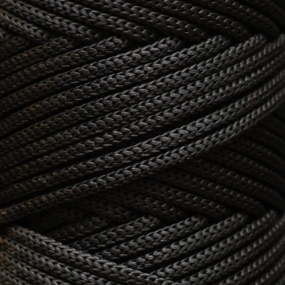 Hilo de macramé poliéster trenzado, 5mm, Negro, Black, 104 yardas