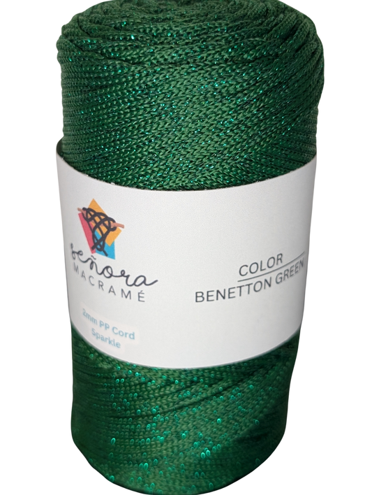 Hilo sintético con brillo 2mm Sparkle Benetton Green