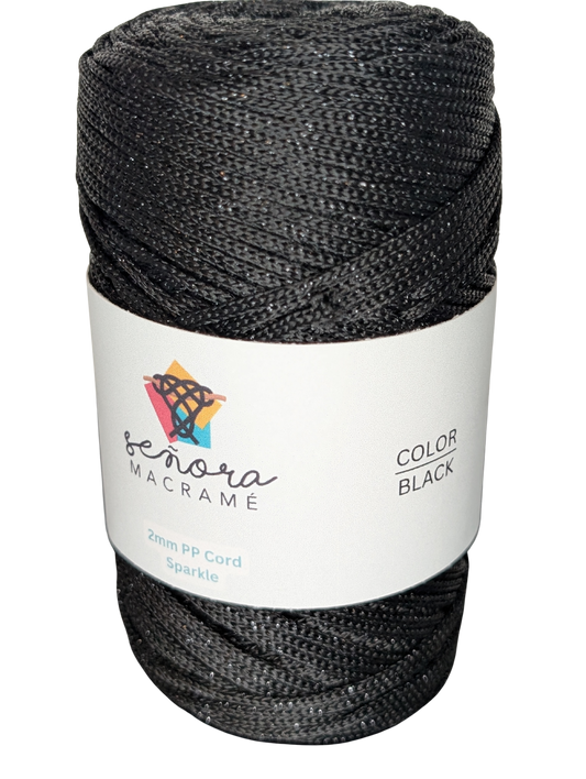 Hilo sintético con brillo 2mm Sparkle Black