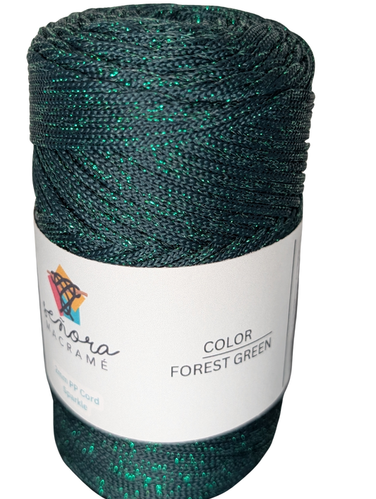 Hilo sintético con brillo 2mm Sparkle Forest Green
