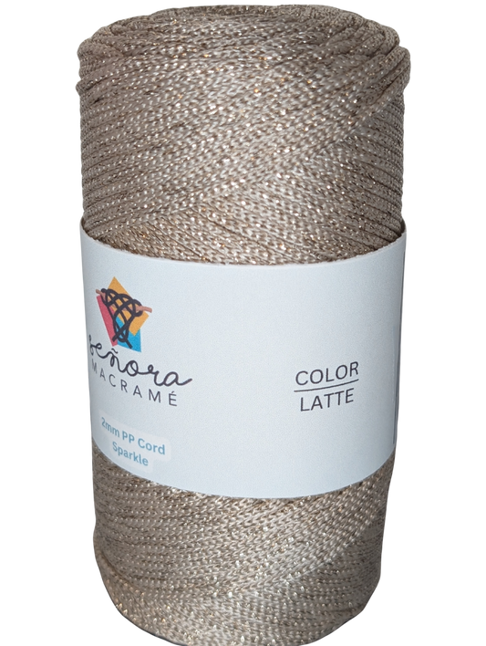 Hilo sintético con brillo 2mm Sparkle Latte