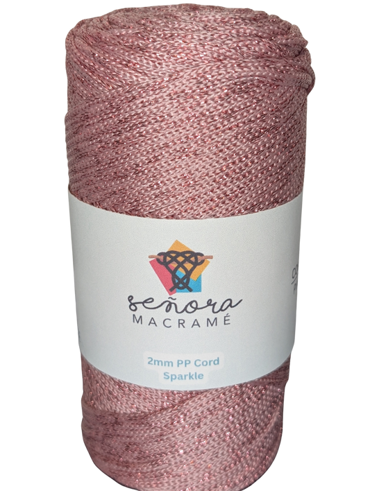 Hilo sintético con brillo 2mm Sparkle Pink