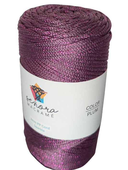Hilo sintético con brillo 2mm Sparkle Plum