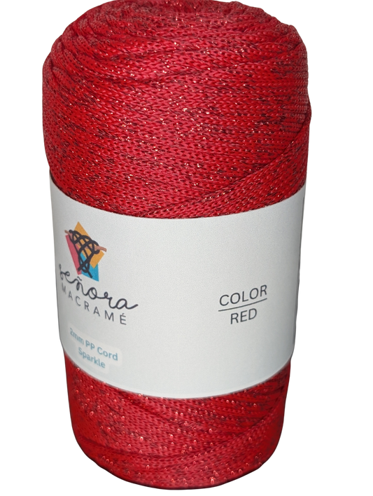 Hilo sintético con brillo 2mm Sparkle Red