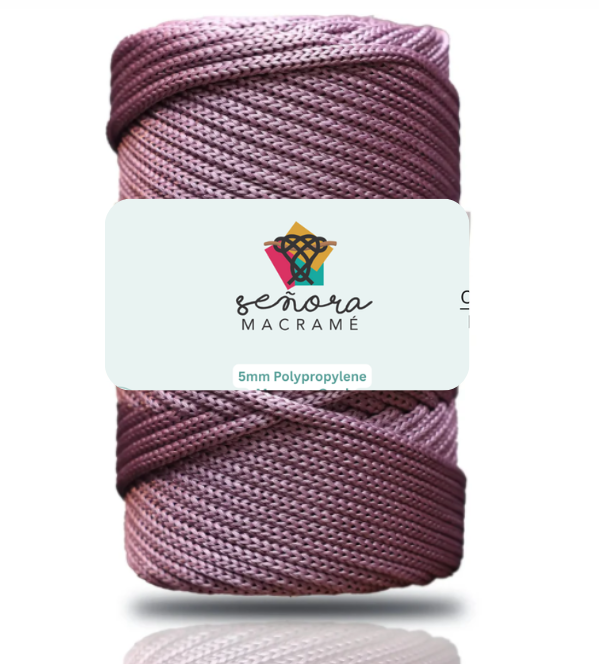 Hilo de macramé poliéster trenzado, 5mm, Violeta Ciruela, Plum 104 yardas