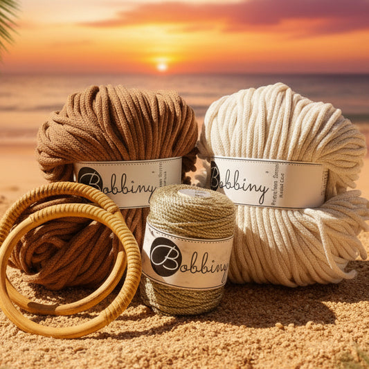 Atardecer Tropical, hilos de macramé curados
