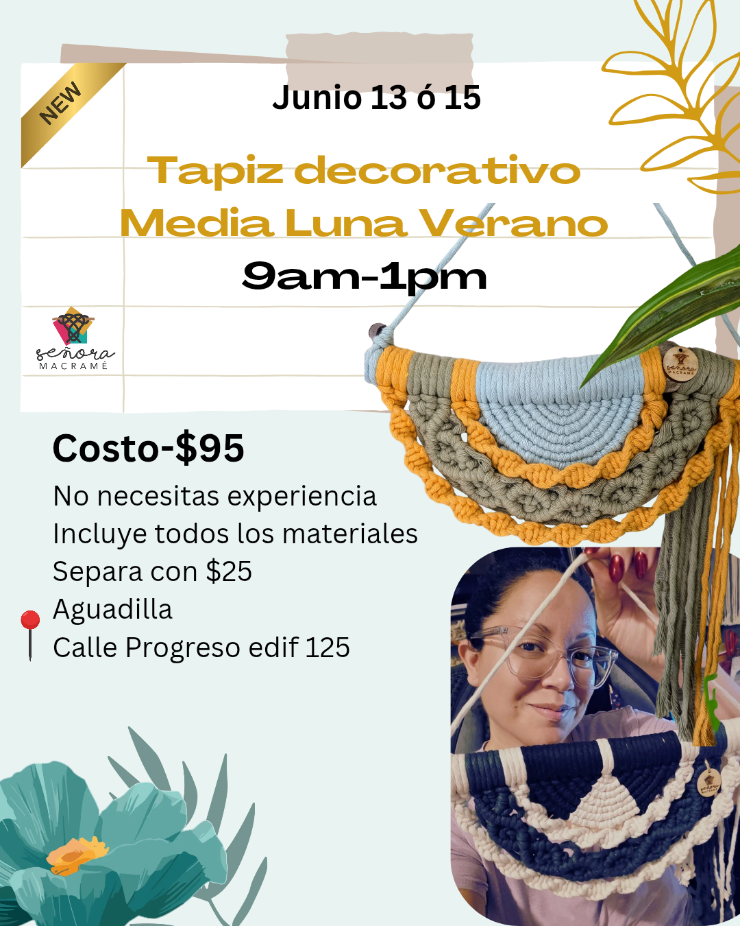 Taller Presencial de Macramé - Tapiz Decorativo Media Luna