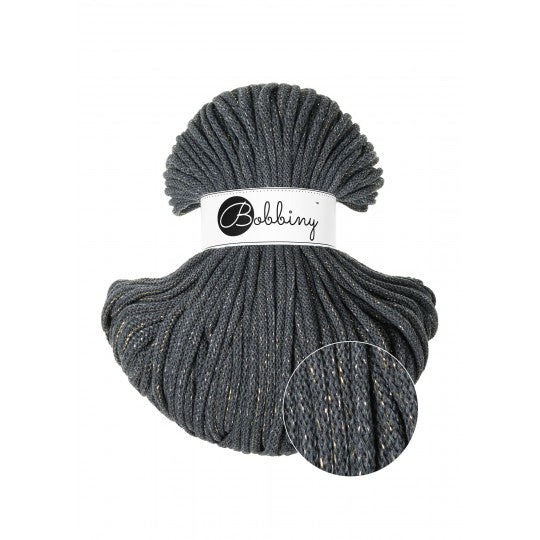 Braided Cord 5mm Shiny Charcoal