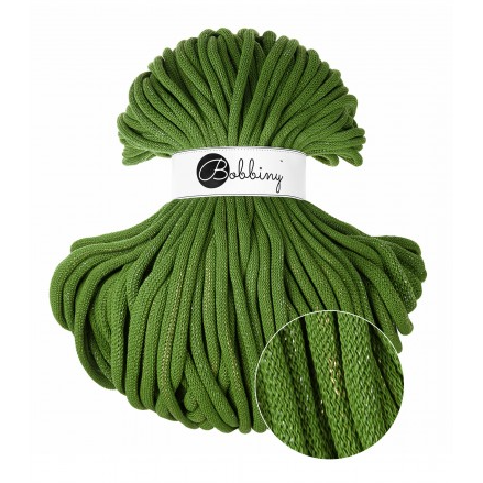 9mm Braided Macrame or Crochet Cord, Shiny Moss Green, 108 yards
