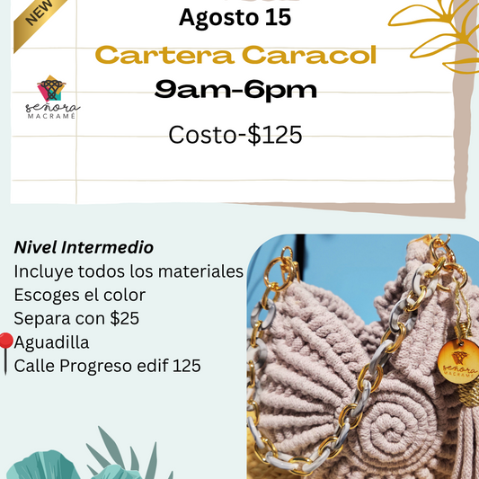 Taller Presencial de Macramé - Cartera Caracol en macramé