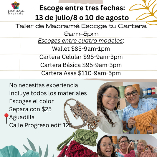 In-person basic macrame handbag workshop